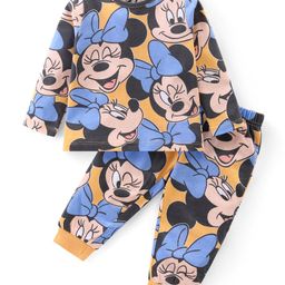 Babyhug Disney Single Jersey Knit Full Sleeves Night Suit With Minnie Mouse Print - Orange-picture-25