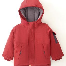 Kookie Kids Full Sleeves Solid Color Winter Jacket- Red-image-98