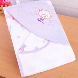 Simply Terry Cotton Knit Teddy  Print Towel & Wrapper with Hood  L 80 x B 80 cm -  Cream-image-76