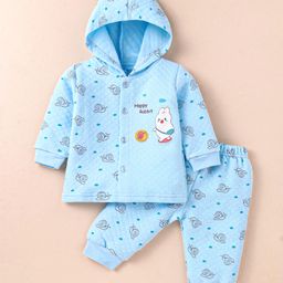 Tango Polyfill Winter Nightwear Full Sleeves BLUE 12-18 M Boy Happy Rabbit Print-image-9