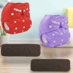 Sparkle Joy Washable & Reusable Cloth Diapers/Nappies Combo Pack of 2 Free size With 2 organic cotton Grey inserts - Purple & Red-12