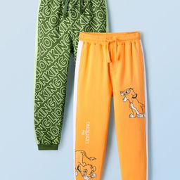 HoneyHap Disney Terry Knit Full Length Lounge Pants With Lion King Graphics Pack of 2 - Green & Orange-image-78