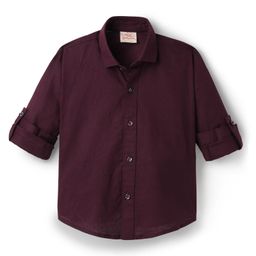 Rikidoos Ful Sleeves Solid Shirt - Dark Maroon-image-35