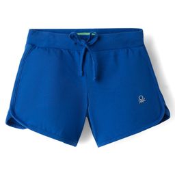 UCB Knit Knee Length Solid Color Shorts with Brand Logo - Blue-image-62