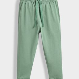 Orange Sugar 100% Cotton Knit Solid Joggers - Green-image-71