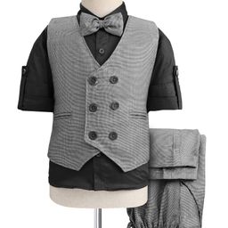 Robo Fry Cotton Woven Full Sleeves Solid 3 Piece Party Suit With Bow - Black-picture-26