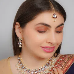 Divisha Women Gold-Plated Stone Studded Jewellery Set-picture-21
