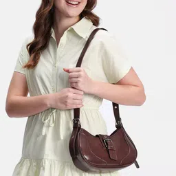DressBerry Baguette Shoulder Bagwith Buckle Detail-38