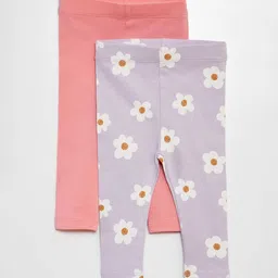 KIABI Pack Of 2 Printed Mid-Rise Ankle-Length Leggings-image-15