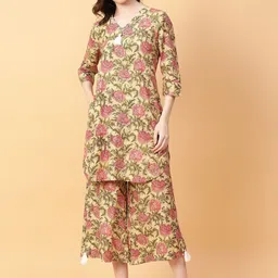 aayusika Floral Printed Pure Cotton Top With Palazzo Co-Ords-picture-51