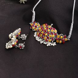 PUJVI Kundan Stone-Studded & Beaded Jewellery Set-image-81