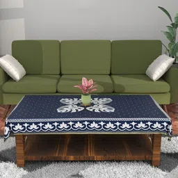 Aura Navy Blue Cotton 4-Seater Table Cover-image-79