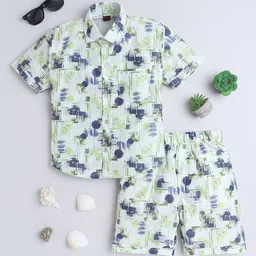 FOURFOLDS Boys Printed Short Sleeves Shirt With Shorts-16