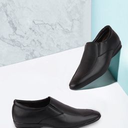 FAUSTO Men Black Solid Formal Slip-Ons-image-96