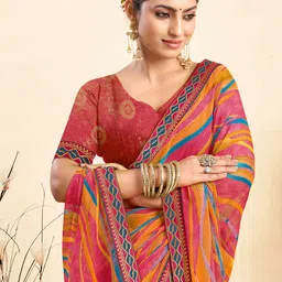 KALINI Leheriya Dyed Pure Chiffon Saree-52