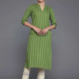 Libas Green Woven Pattern Straight Kurta-image-7