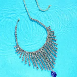 Sohi silver plated designer stone party necklace for women-image-8