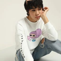 Only White Cotton Printed Sweatshirt-21