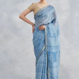Fabindia Blue Printed Sarees-image-62