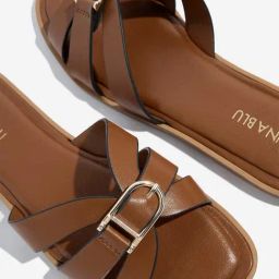 LUNA BLU by Westside Brown Multi-Strap Slides image 3