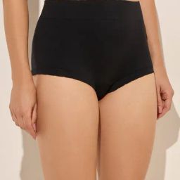 Wunderlove by Westside Black Solid Hi-Leg Cotton Blend Brief-image-91
