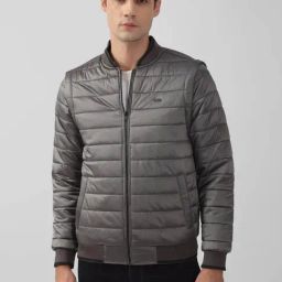 Peter England Casuals Grey Regular Fit Quilted Bomber Jacket-picture-38