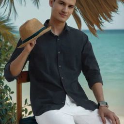 Peter England Green Slim Fit Stripe Shirt-image-46
