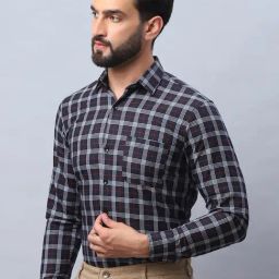 Indian Needle Black Regular Fit Checks Shirt-image-73