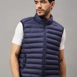 Club York Navy Blue Regular Fit Quilted Quilted Jacket-image-0