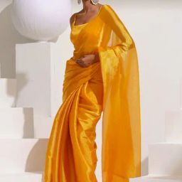 Swtantra Yellow Embellished Saree With Unstitched Blouse-picture-17