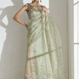 Swtantra Summer Green Striped Saree-picture-43