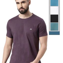 Force NXT Multicolored Cotton Regular Fit Solid T-Shirt - Pack Of 5-9