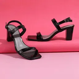 Metro Open Toe Block Heels With Backstrap-16