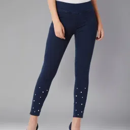 DOLCE CRUDO Navy Embellished Jeggings-image-64