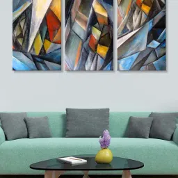 999Store Multicolor Abstract Art 3 Frame Canvas Paintings-13