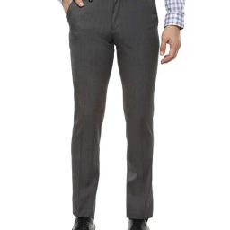 Van Heusen Grey Skinny Fit Flat Front Trousers-image-91