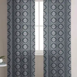 Stitchnest Teal Sheer Semi Transparent & Light Filtering Door Curtain - 7 ft-image-7