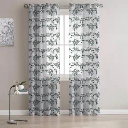 Stitchnest Black Sheer Semi Transparent & Light Filtering Door Curtain - 7 ft-22