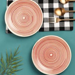 VarEesha Parikrama Red Ceramic Dinner Plate - Set of 6-37