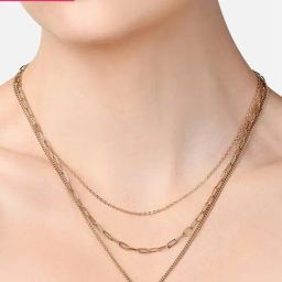 Zaveri Pearls Gold Tone Contemporary 3 Layers Necklace Chain With Earring-ZPFK10609-74