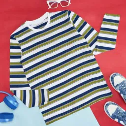 Pantaloons Junior Multicolor Cotton Striped Full Sleeves T-Shirt-picture-21