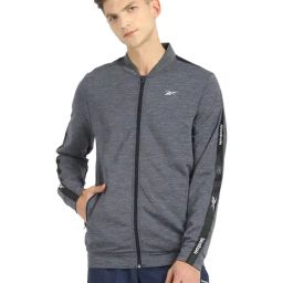 Reebok Blue Full Sleeves Mandarin Collar Jacket-image-58