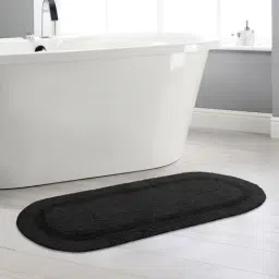 Saral Home Abstract Dark Grey Cotton Multiuse Bath Mats - Set of 2-13