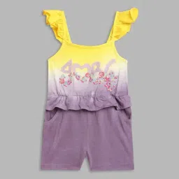 Blue Giraffe Kids Yellow & Purple Cotton Embroidered Jumpsuit-image-62