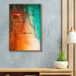 999Store Orange & Green Canvas Wall Painting Panel With Fibre Frame-27