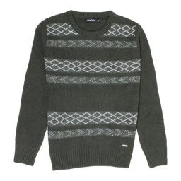 Wingsfield Kids Green Self Full Sleeves Pullover-image-15