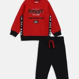 Chicco Kids Red & Black Cotton Printed Full Sleeves T-Shirt Set-picture-28