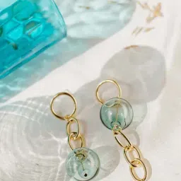 Fashka Quirk Symphony Blue & Golden Dangler Earrings-41