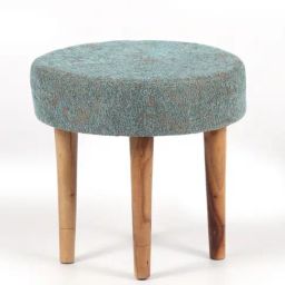 Ikiriya Nayla Jacquard Brown & Blue Wood Stool-image-88