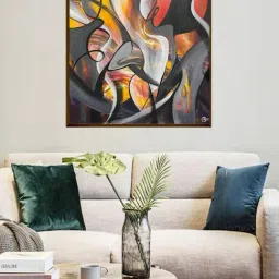 The Art House Abstract Multicolor Canvas Painting-25